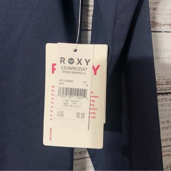 Roxy Whole Hearted LS Rash Guard - Mood Indigo - New Size Medium - Picture 3 of 4